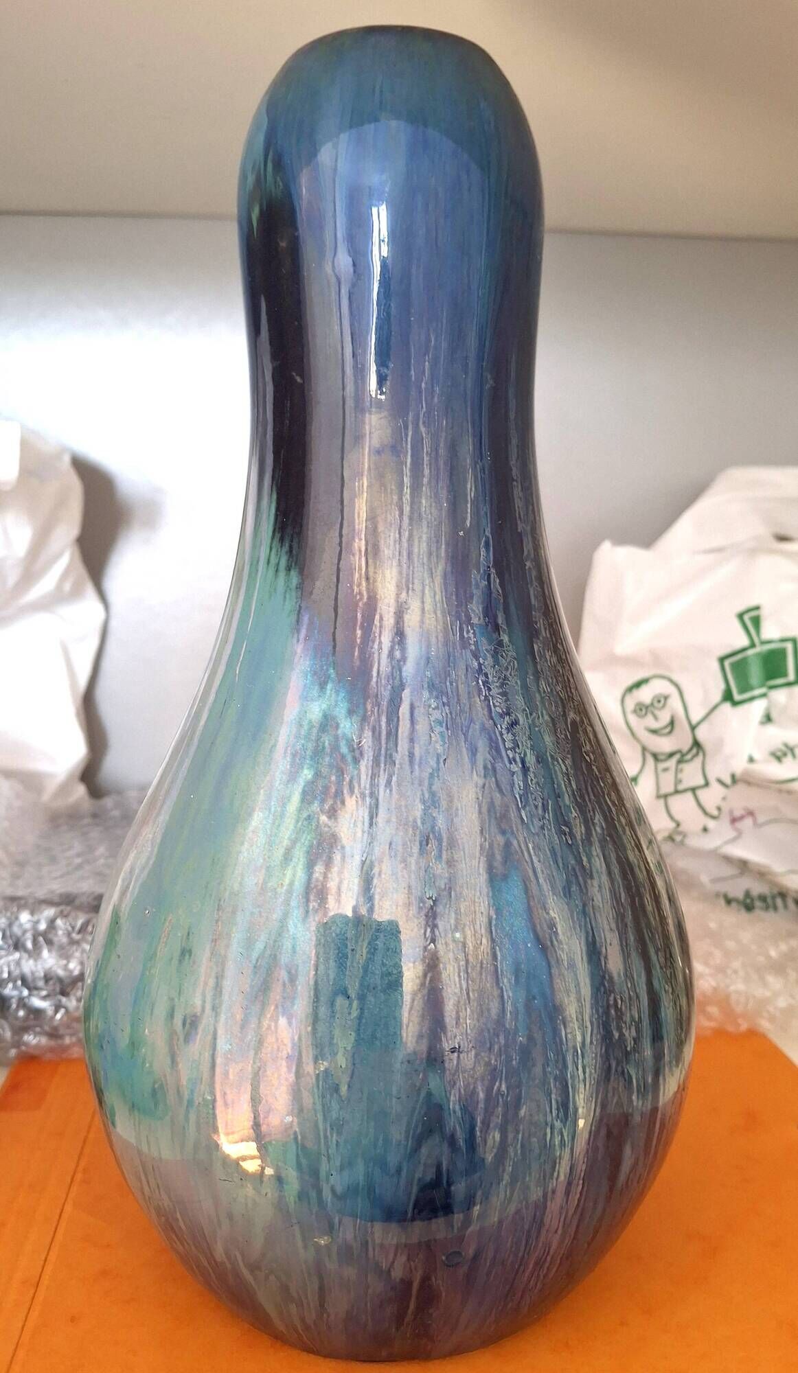 Iridescent vase Alphonse Cythère 1861-1941 26 cm signed Art Deco period 1920