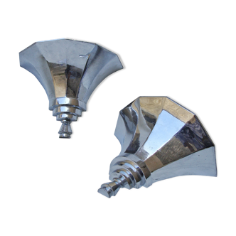 Pair of art deco metal chrome