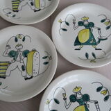 6 Assorted plates Stavanger Flint Norway 1950-60 Scandinavian hand décor