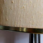 Modernist lamp chromed metal 70s, beige canvas lampshade