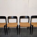 Niels Møller model 75 chair, black, Scandinavian, vintage 1960s.