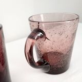Purple biot blown glass mugs