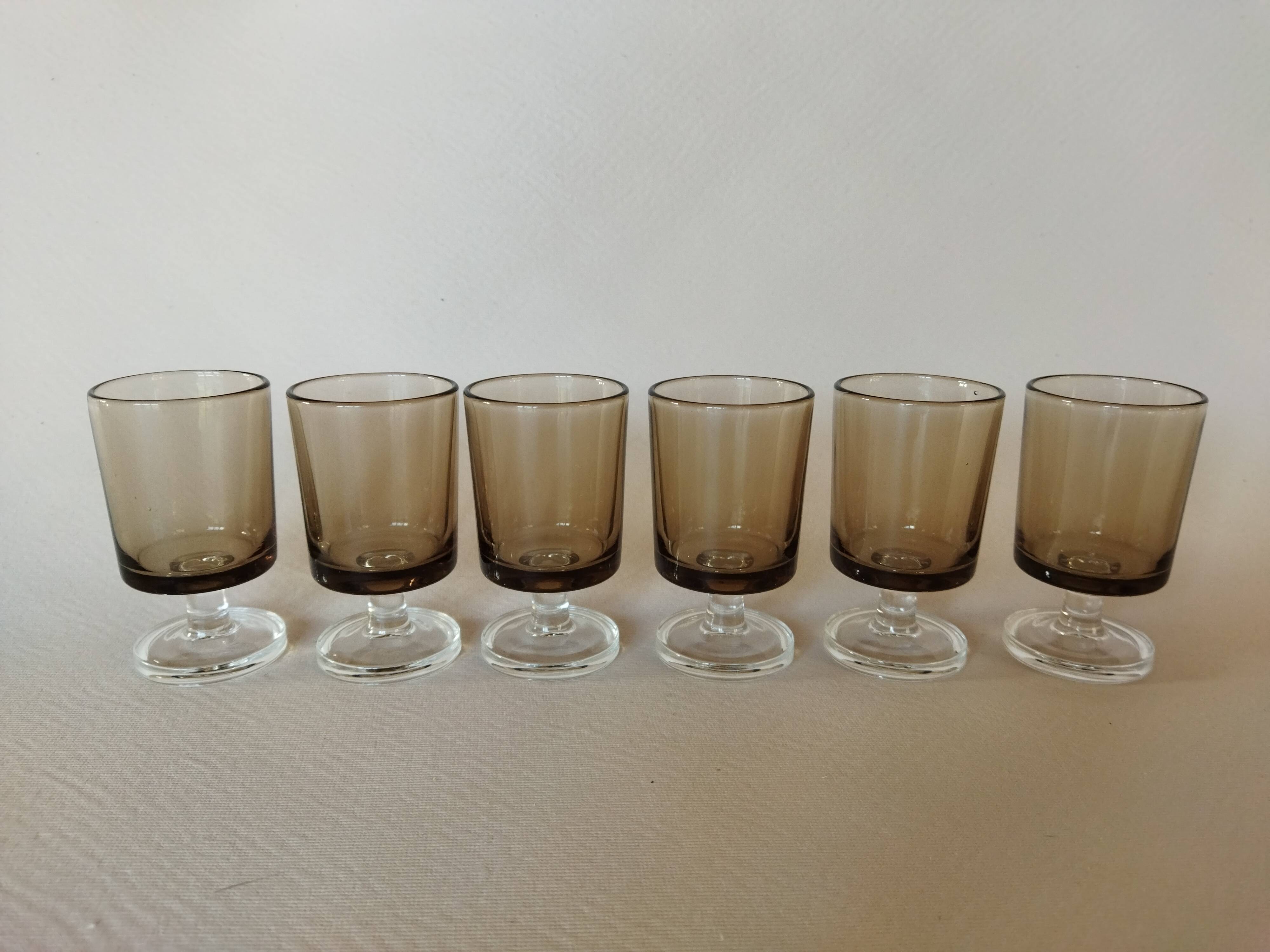 6 verres à liqueur Luminarc Suède / Cavalier fumé