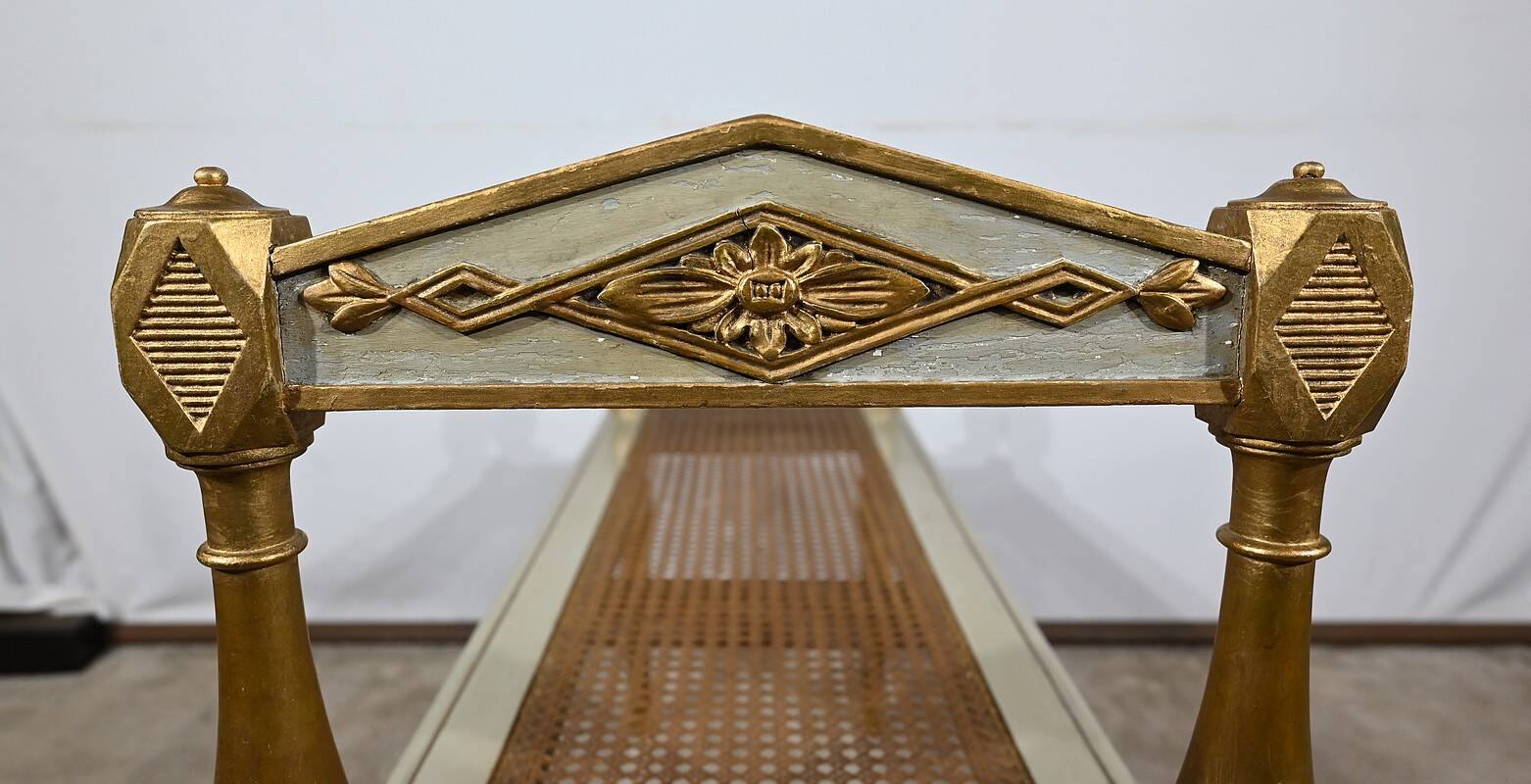 Golden and Grey-Green Wooden Bench, Directoire Style – Late 19th Century