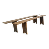 Pair of wooden farmhouse benches