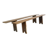 Pair of wooden farmhouse benches