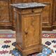19th-century bedside table in walnut, oak, and marble top.