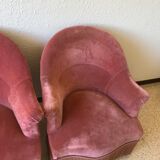 Pair of vintage pink velvet toad chair
