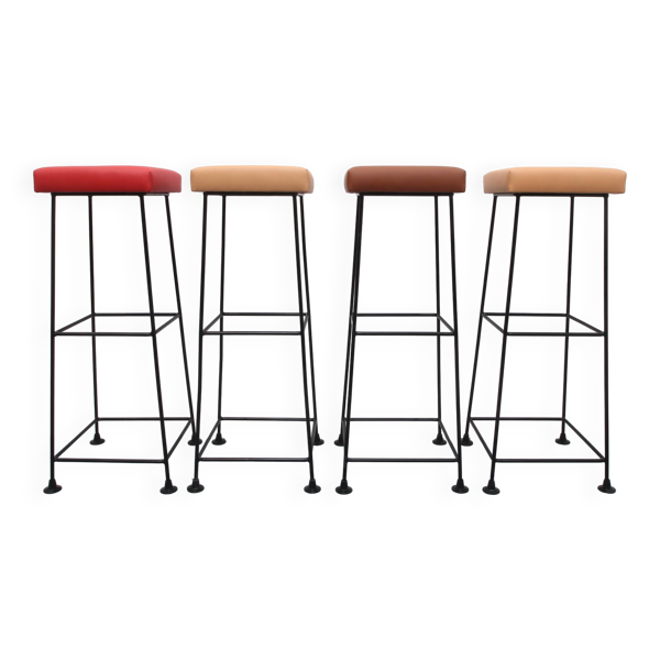 Ensemble de 4 tabourets de barre Wire années 1960