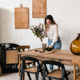 Folding black cannage chair
