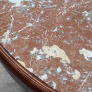 Table d'appoint ovale Art Déco en noyer avec plateau en marbre par De Coene, Belgique