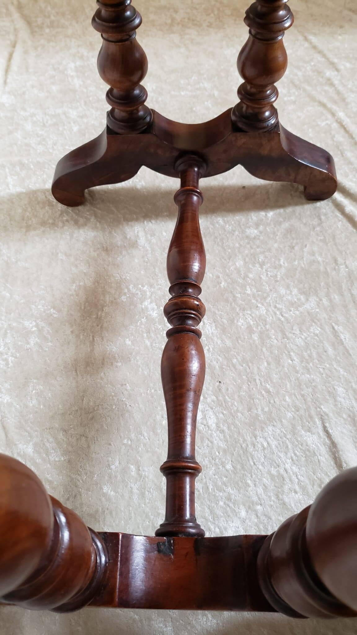 Walnut work table circa 1840.