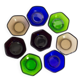 Set of 8 colored glass cups