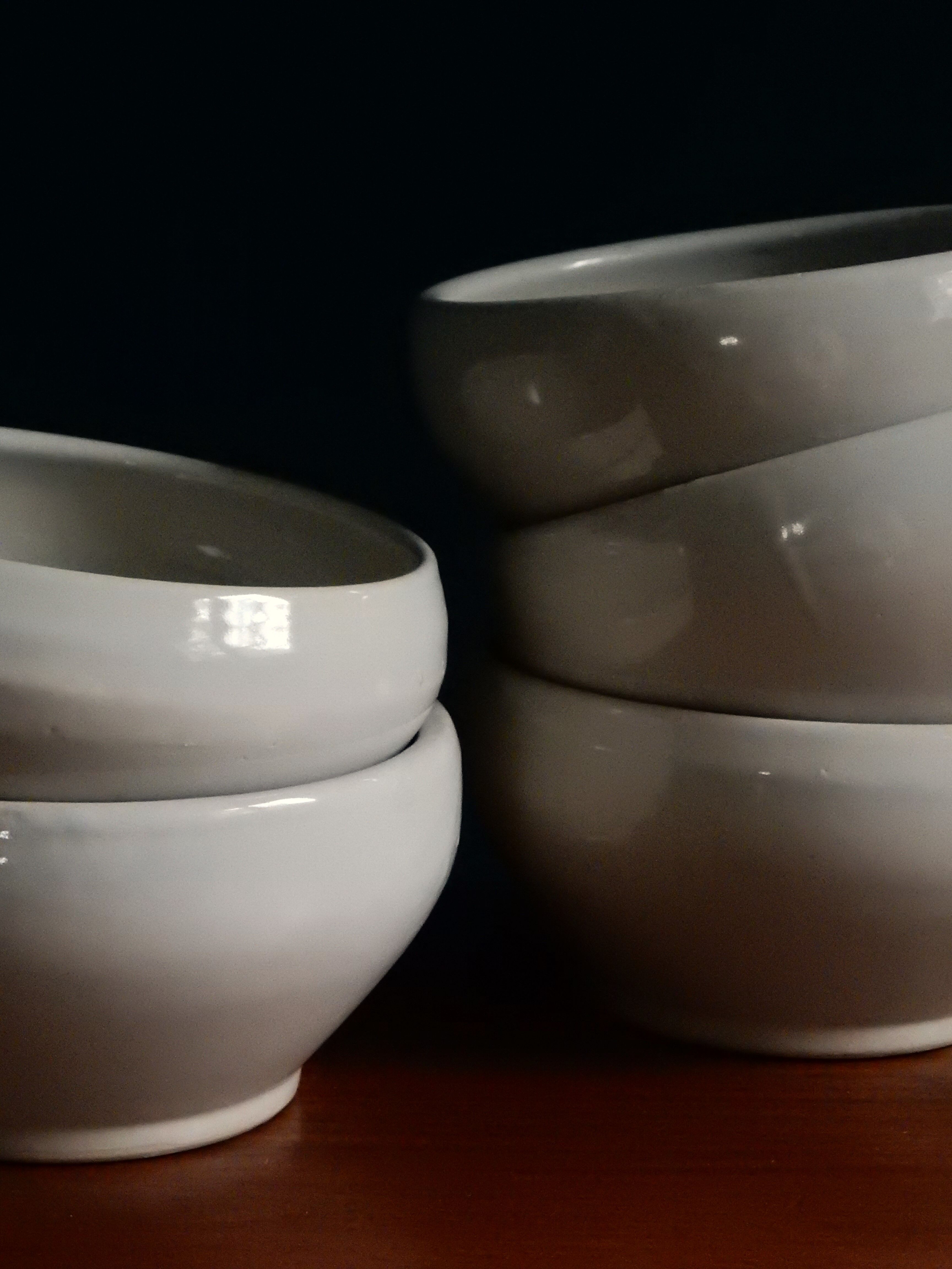 5 stoneware bowls Digoin Sarreguemines grespots