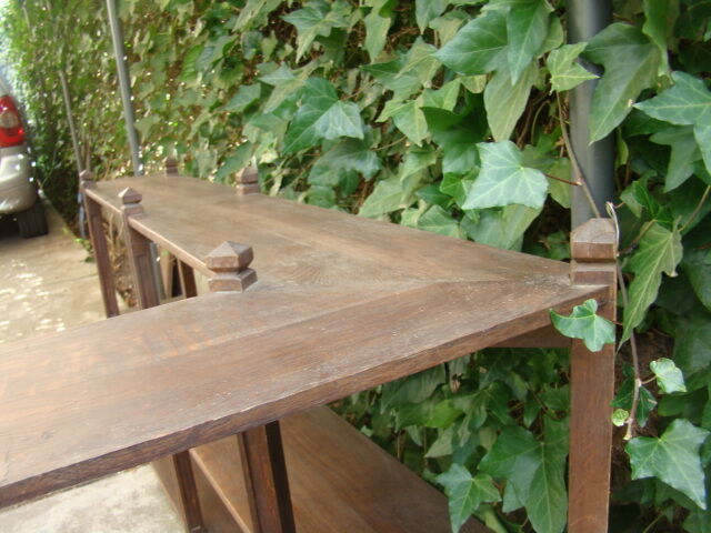 Old solid oak corner shelf