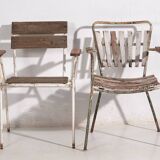 Antique garden chairs with armrests (c.1920). Set of 2 pieces #23