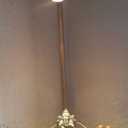 Lampe bateau bronze sur socle bois