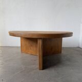Round modernist coffee table, elm, 1950s.