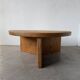Table basse moderniste ronde en orme, années 50