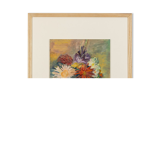 Bouquet de fleurs, huile sur assiette