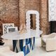 Contemporary Wood Italian Dining Table with Marble Top After Gio Ponti