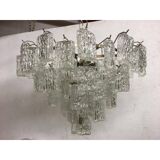 Italian "brick" transparent kromo metal frame murano glass chandelier