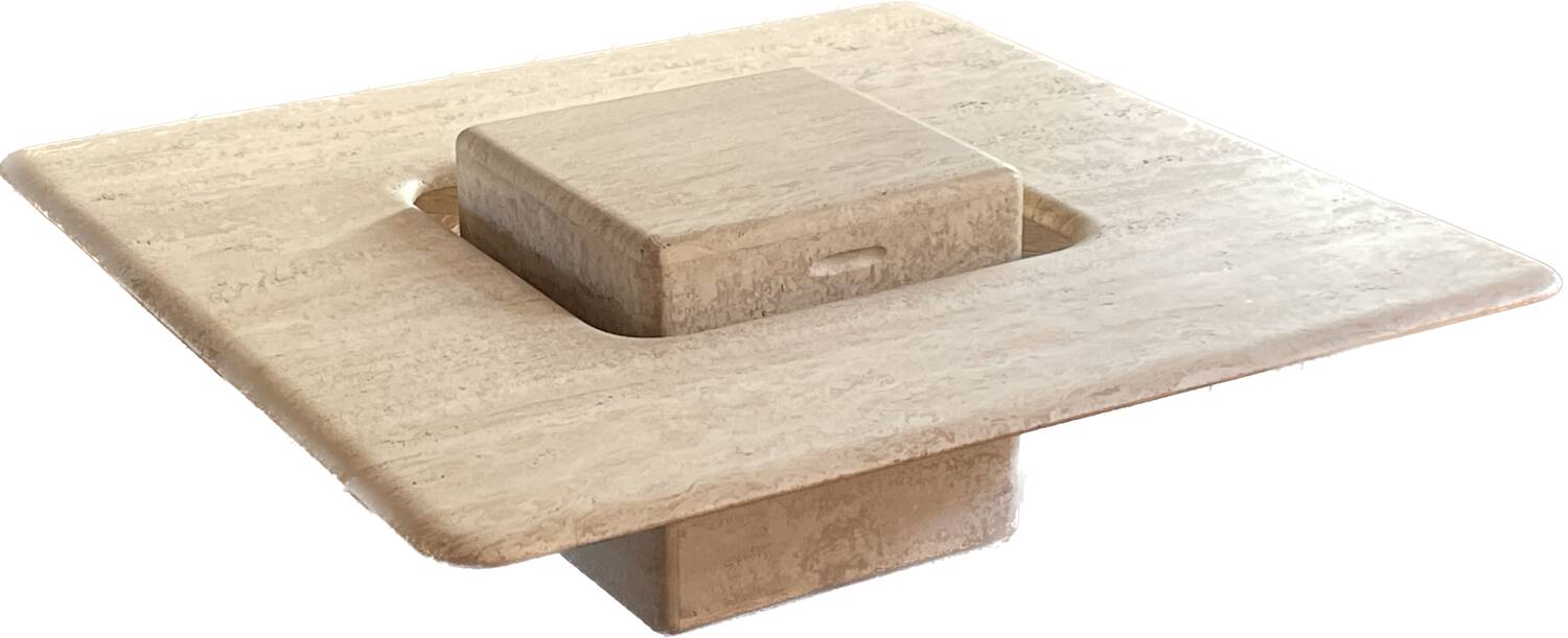 Vintage 1980s Italian travertine coffee table from Florence.