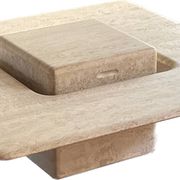 Table basse italienne en travertin de Florence vintage années 80