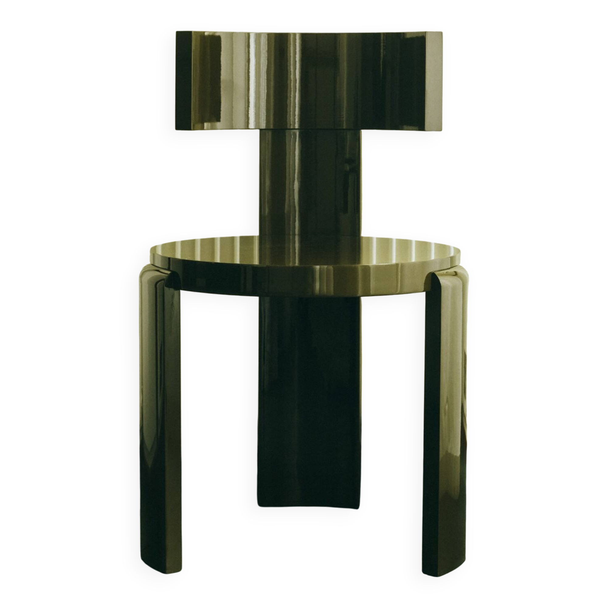 Chaise spina laqué vert olive