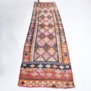 Brown & Pink Tribal Vintage Runner Rug, 83x294Cm