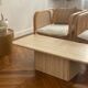 Minimalist design coffee table in unbleached travertine stone
