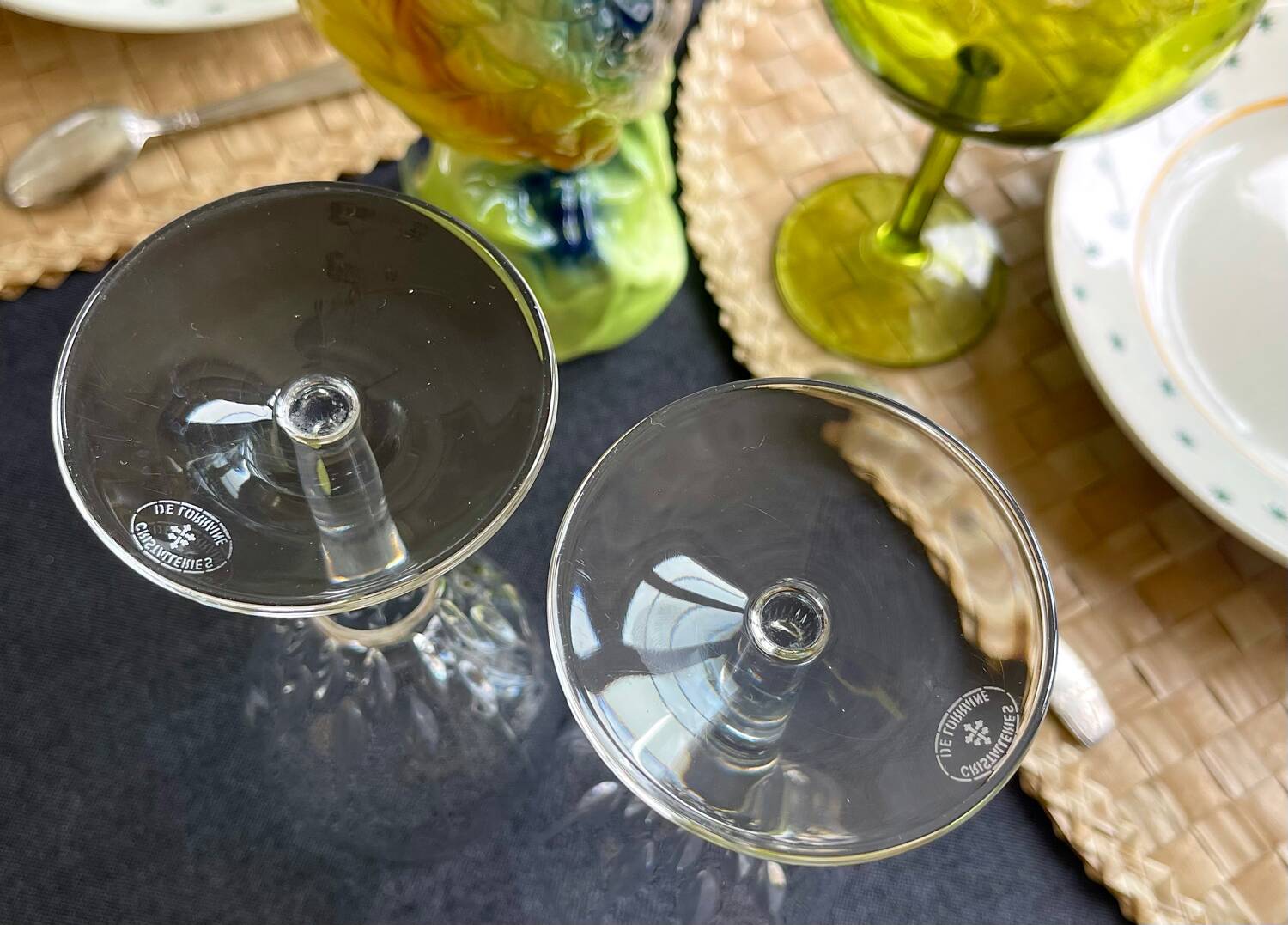 2 stemmed glasses from the Lorraine crystal factory