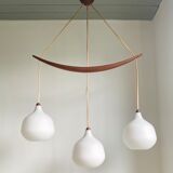 Opaline lamp and teak by Uno and Östen Kristiansson for Luxus