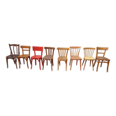 Set of 8 mismatched wooden bistro chairs - vintage