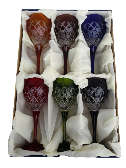 6 crystal wine glasses