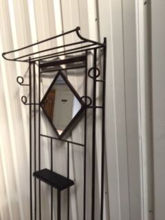 cloak coat door with mirror and hat swear an 30/40 wrought iron