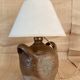 Lampe terre cuite , câble tissu neuf, abat-jour coton