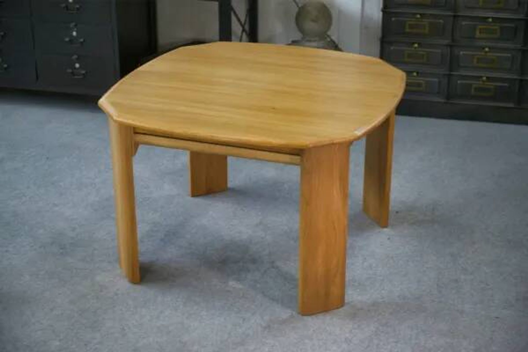 Solid elm table in the style of Maison Regain, 1970s