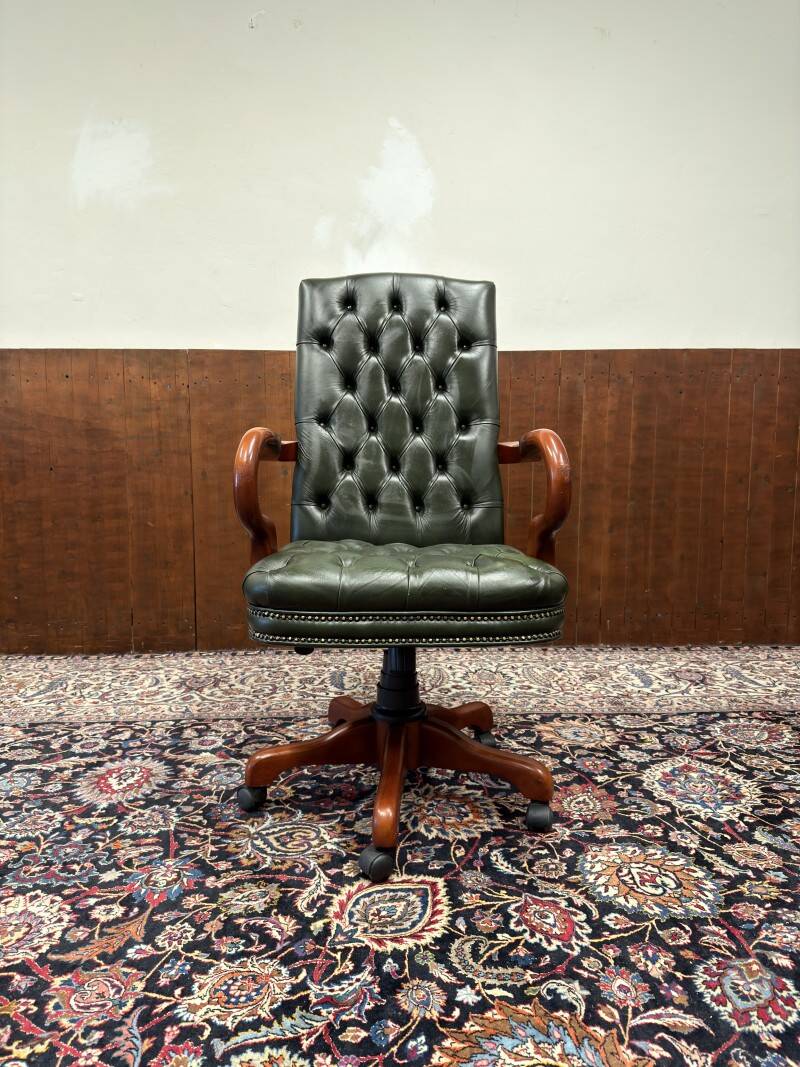 Classic English Chesterfield Desk Chair Green