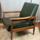 Scandinavian style armchairs reclining wood and leatherette