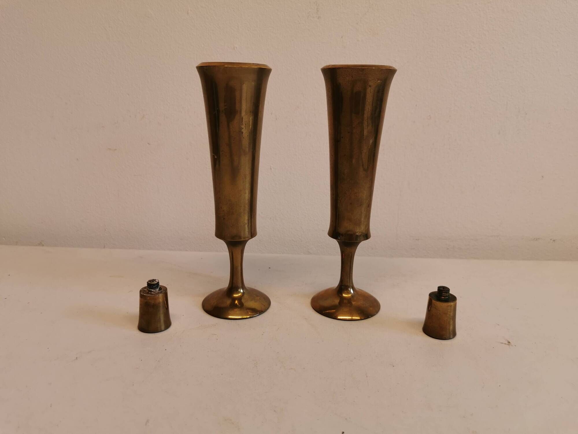 Candle holders in solid brass, by jhq (jens harald quistgaard) for his own company - dansk design
