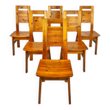 Ensemble de 6 chaises de salle à manger en pin par Tapiovaara pour Laukaan Puu Finlande, 1960