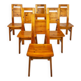 Ensemble de 6 chaises de salle à manger en pin par Tapiovaara pour Laukaan Puu Finlande, 1960