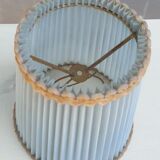 Vintage candlelight vanilla earthenware border gold and rhodoid lampshade pleated azure
