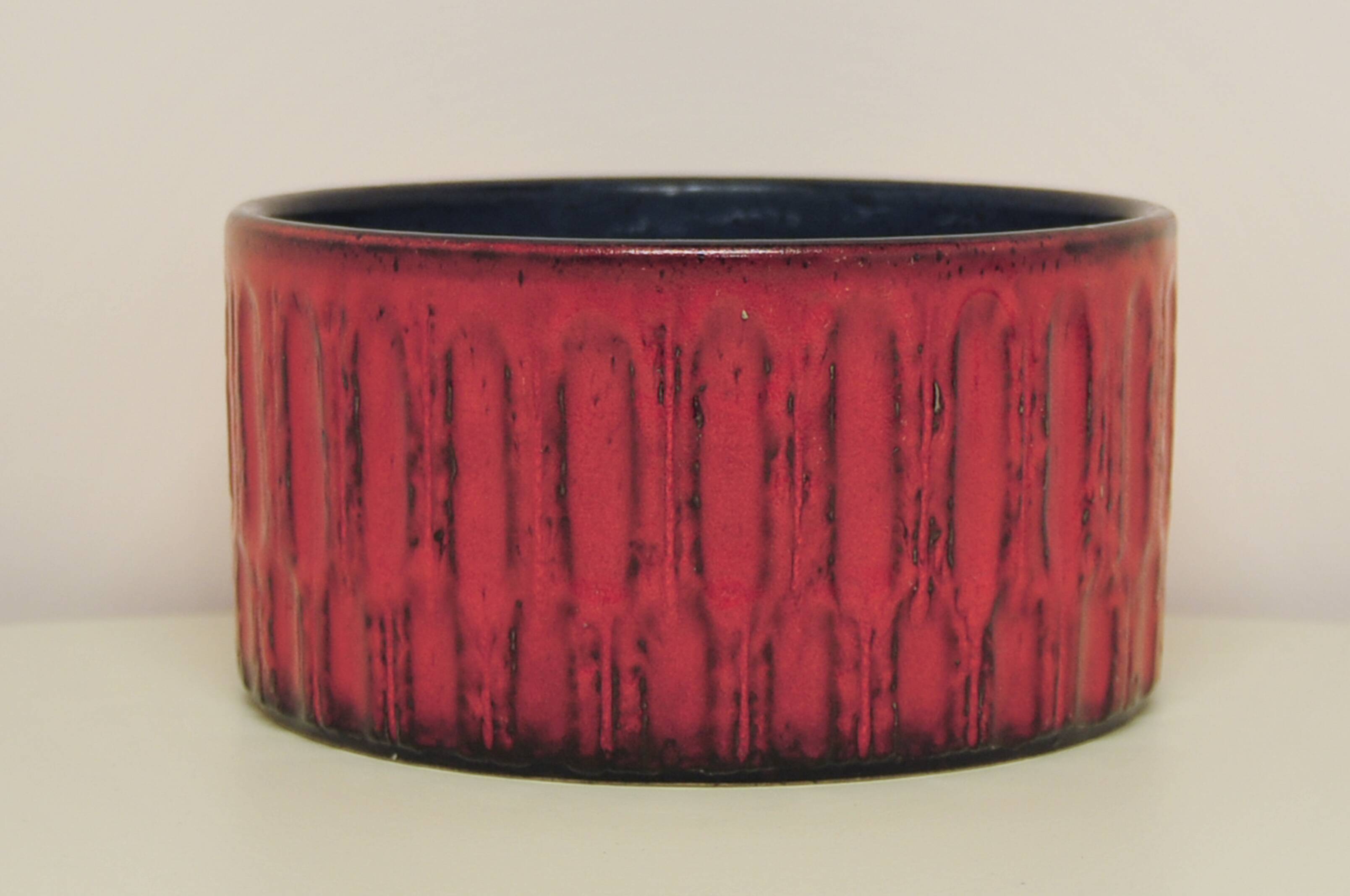vintage red West Germany bowl flowerpot Jasba