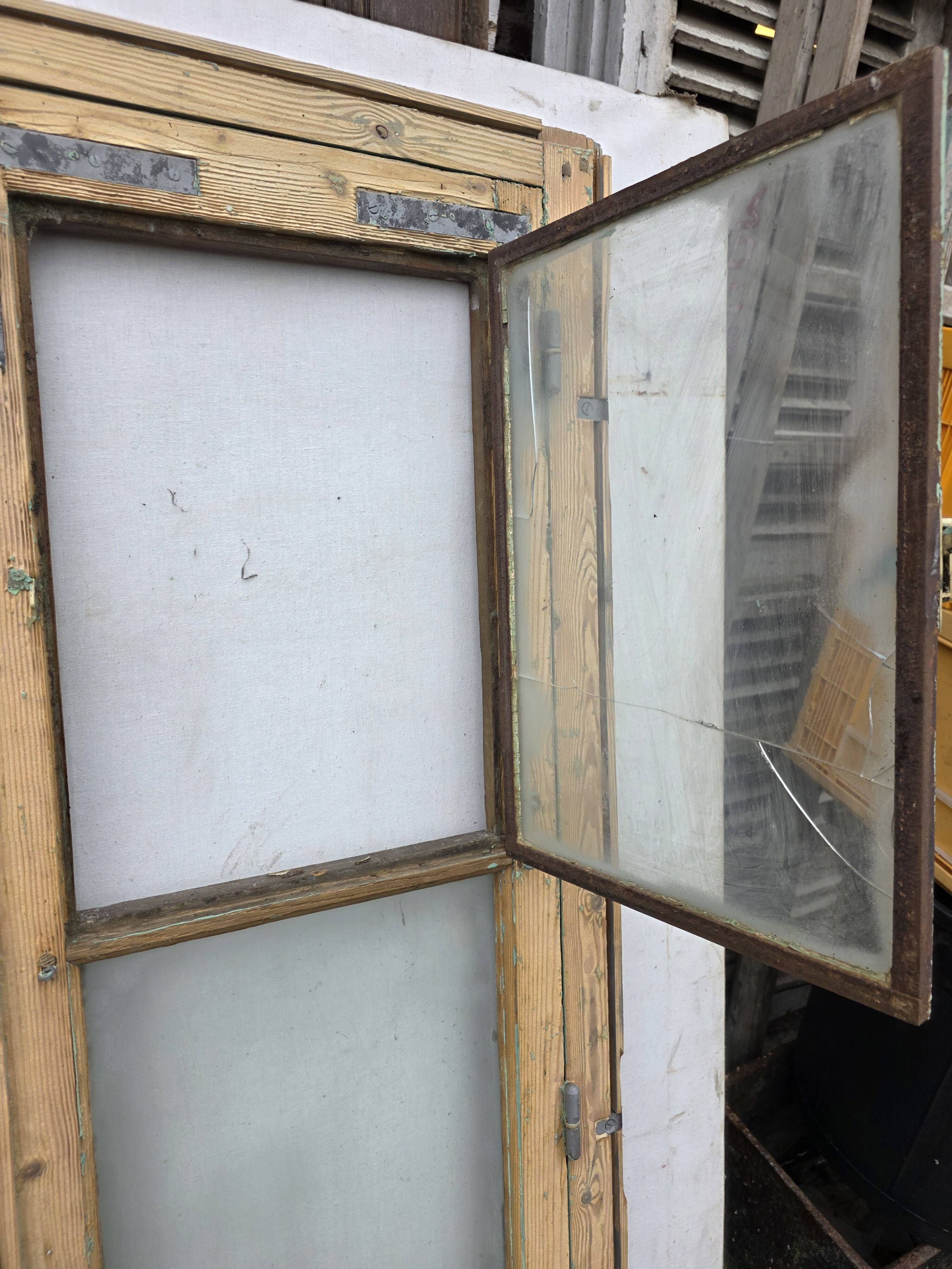 Old fir window with frame (one opening pane)