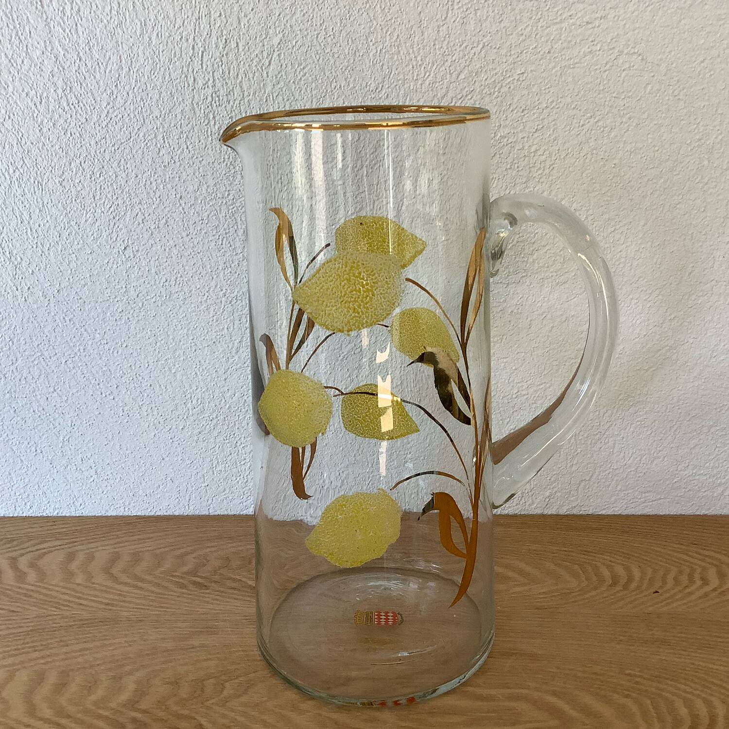 1950s-6o Gilding And Enameled Lemon Monaco Glassware decanter