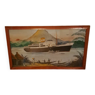 Painting "Cruise liner" Signed.