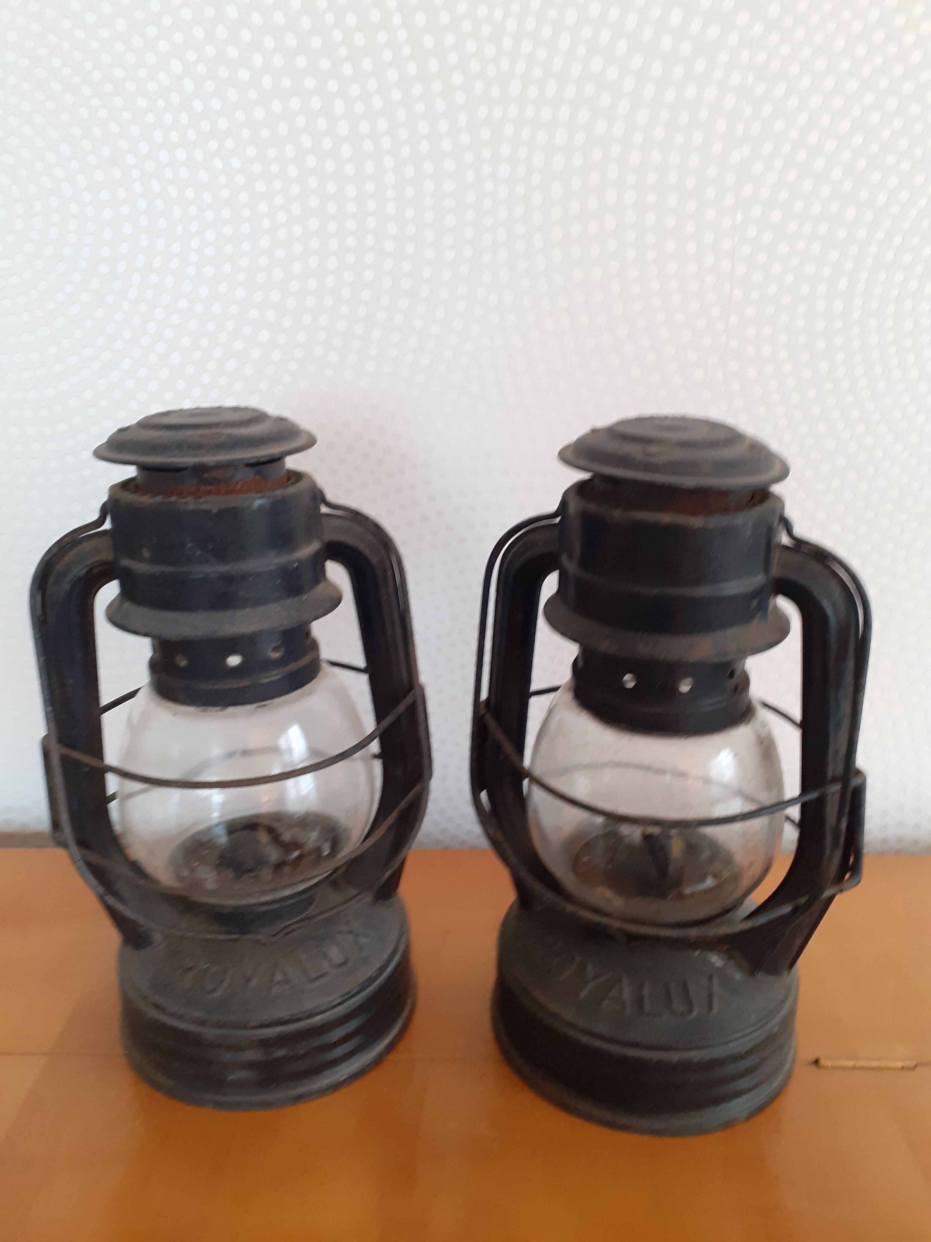 Duo of royalux old storm lamps