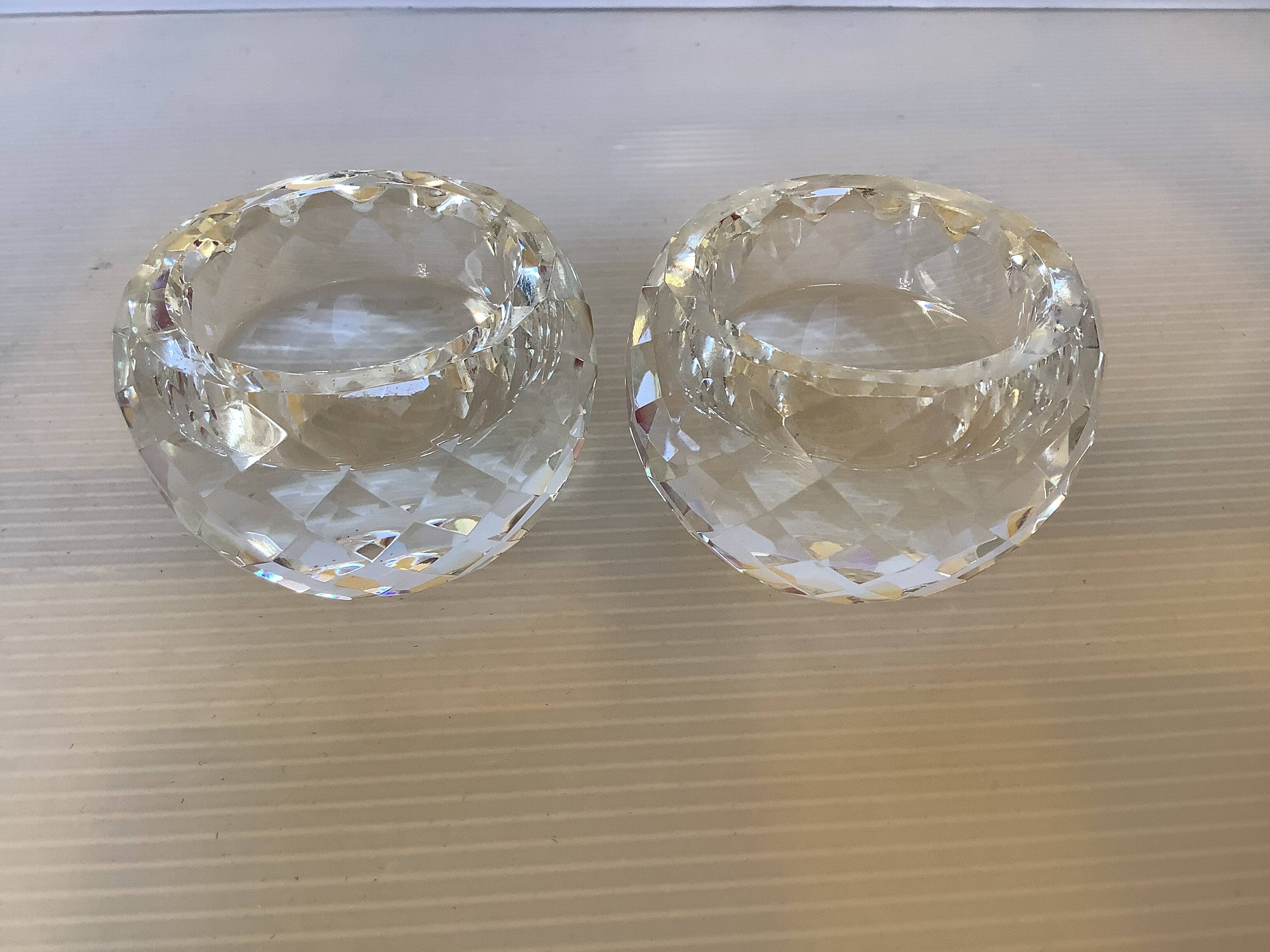 Pair of diamond point candlesticks